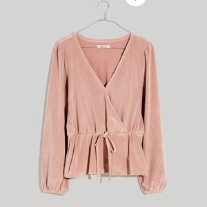 Madewell wrap top (warm sandstone aka pink)